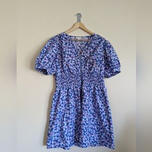 On 34th Blue Floral Puff Sleeve Dress – Size XL – Cottagecore Dream